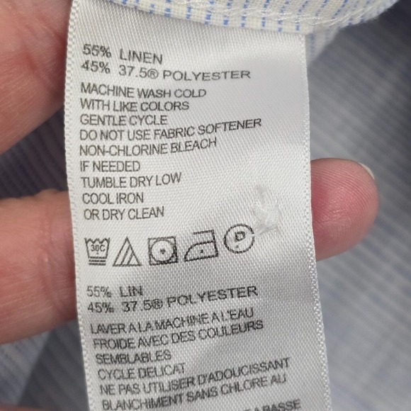 Tommy Bahama Shirt Men Large Island Zone Button Up Long Sleeve Linen Blend Beach - Picture 10 of 14